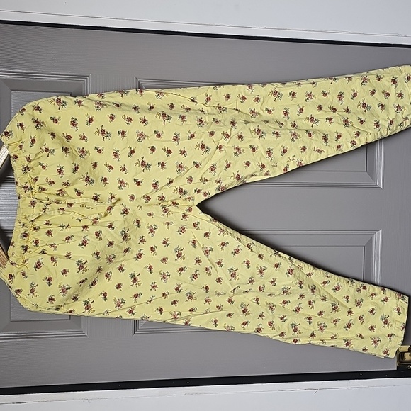 Denim&Co Pants - Denim & Co. Linen Blend Floral Print Yellow Pants Size Medium